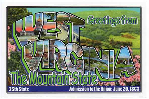 West Virginia large letter postcard 35th state