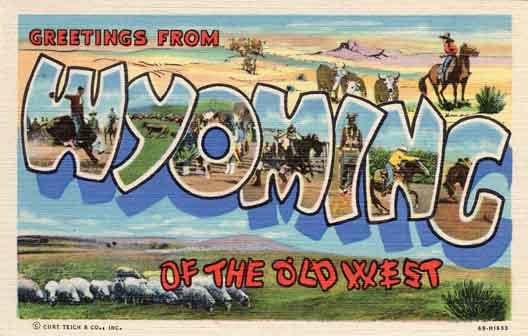 Wyoming large letter postcard checklist