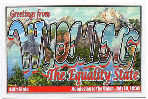 Wyoming large letter postcard 44th state